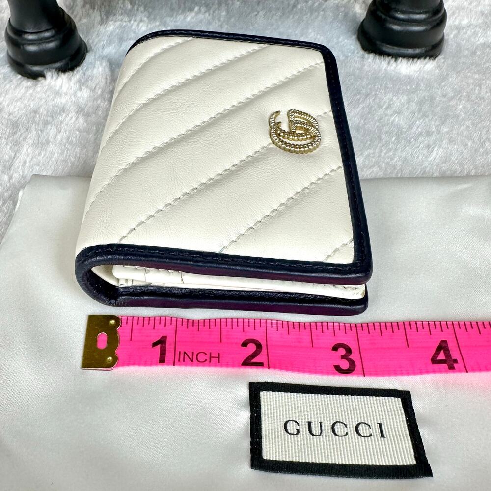 Gucci Marmont cream and blue Leather Compact Wallet RARE! - Picture 15 of 16